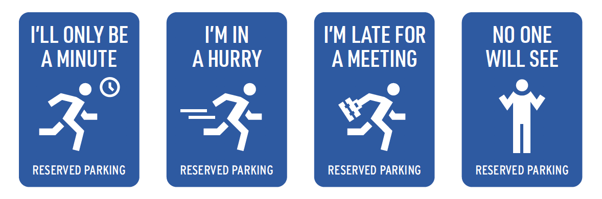 Handicap parking signs with excuses
