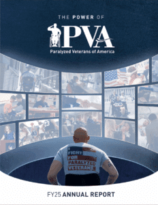 Preview Image of the 2024 PVA annual report featuring three photos of Veterans and the words "Annual Report, From Day One"