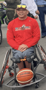 PVA member Jhoonar Barerra, an Army veteran and avid wheelchair basketball player, has attended several Online Fitness + Wellness Program classes in recent months and says his new goal is to become an adaptive fitness instructor. Photo courtesy of Jhoonar Barerra
